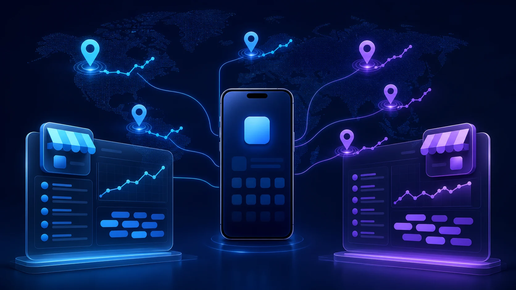Illustration of app keyword rankings being tracked separately by store and country