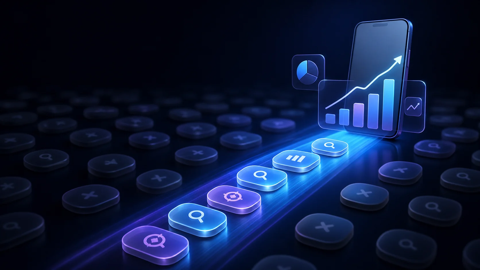 Focused app keyword set leading to clearer ranking analysis while irrelevant terms fade away