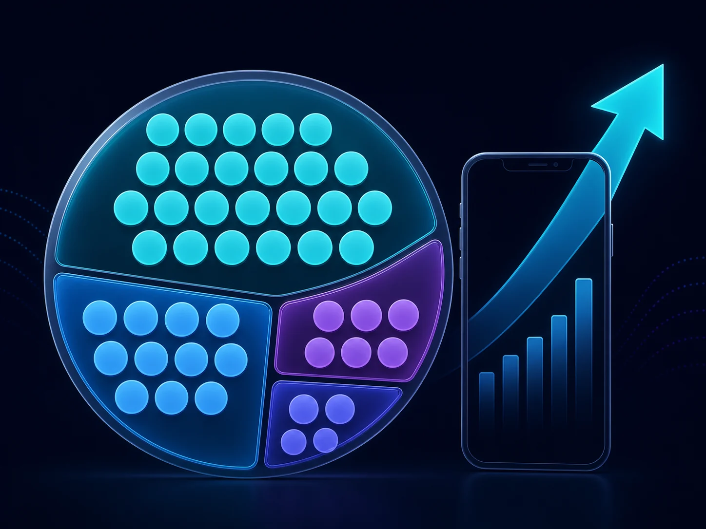 Illustrative forty-keyword portfolio divided among core, growth, experimental, and defensive terms