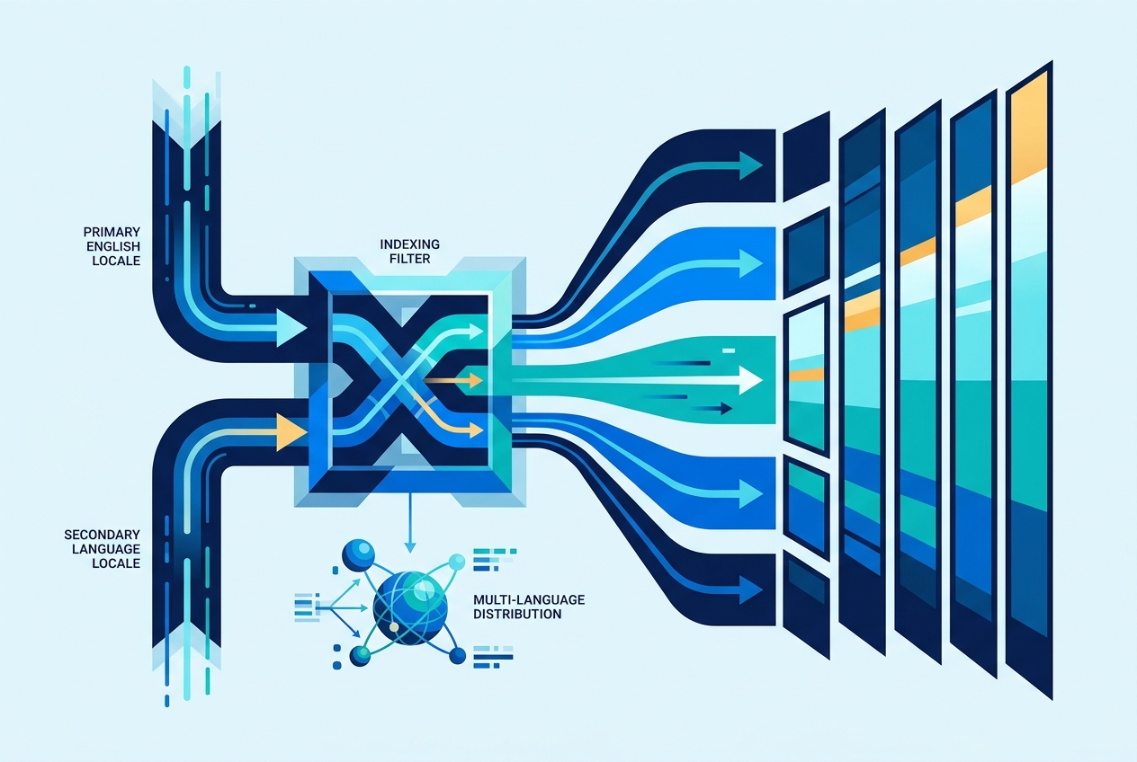 Informative diagram comparing primary and secondary keyword indexing pipelines for mobile applications