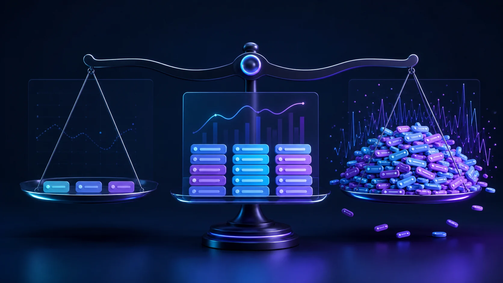 Visual comparison of tracking too few, too many, and a balanced number of app keywords