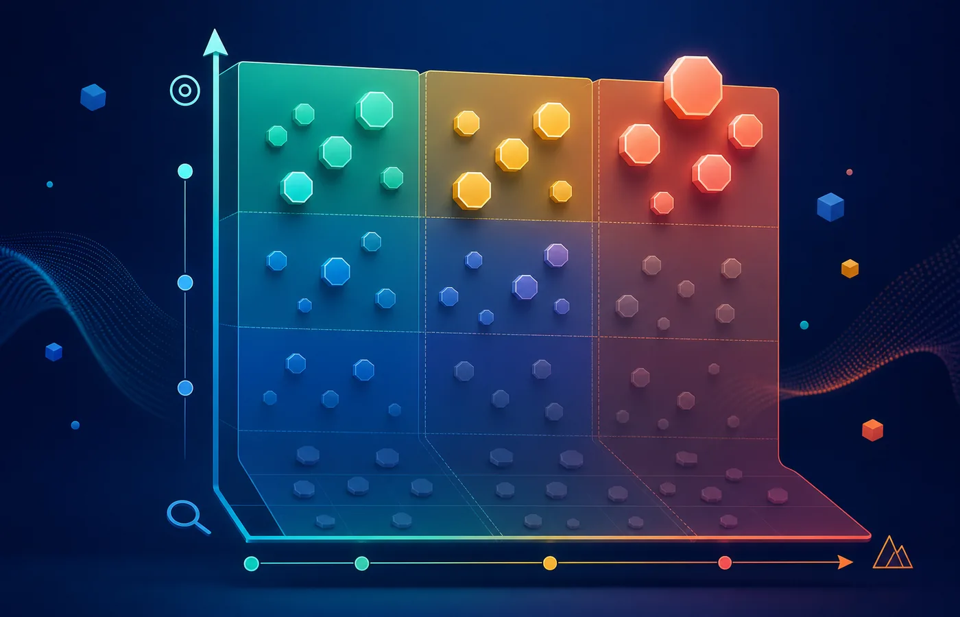 Illustrative matrix for prioritizing app keywords before tracking them